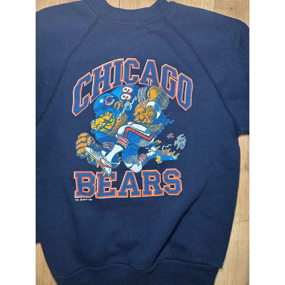 Vintage Chicago Bears Raglan Crewneck Sweatshirt Kids Youth Football - Picture 3 of 5